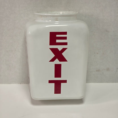 Three-sided antique Art Deco theater exit lamp shade in milk glass
