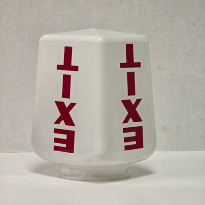 Three-sided antique Art Deco theater exit lamp shade in milk glass
