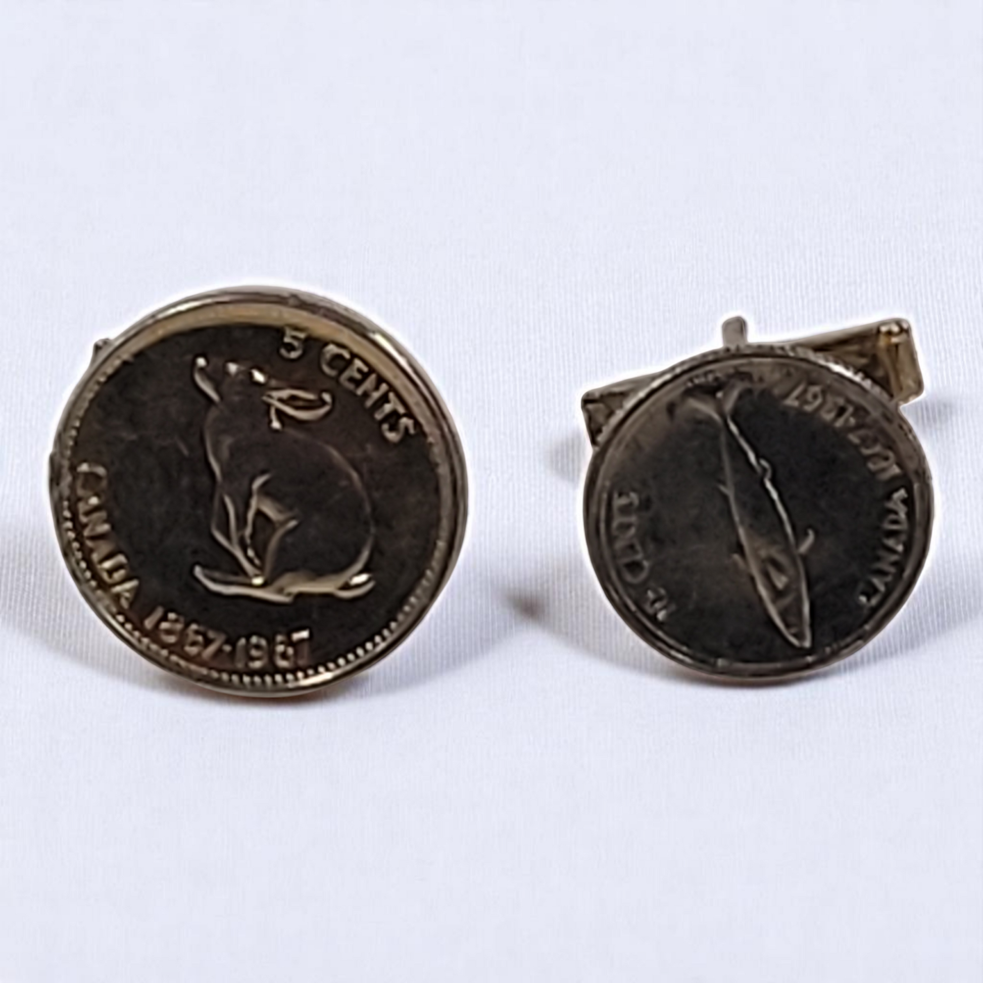 Vintage Silver Canadian Centennial Nickel And Dime Cuff Links 1867-1967
