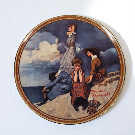 Vintage Norman Rockwell Decor Wall Plate 9563C Second Issue "Waiting On The Shore"