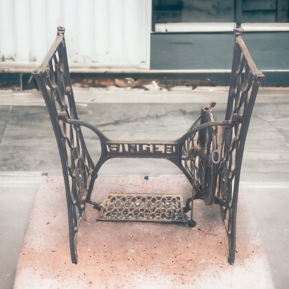 Antique Singer Cast Iron Sewing Machine Base – Vintage Treadle Table ...