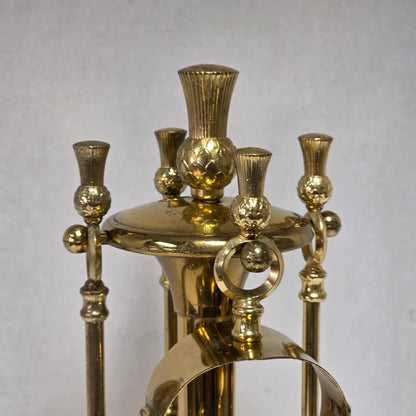 Petite Victorian fireplace companion set made in England with pineapple handles
