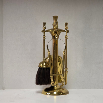 Petite Victorian fireplace companion set made in England with pineapple handles

