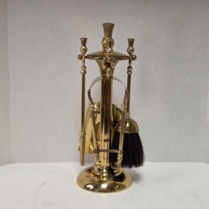 Petite Victorian fireplace companion set made in England with pineapple handles

