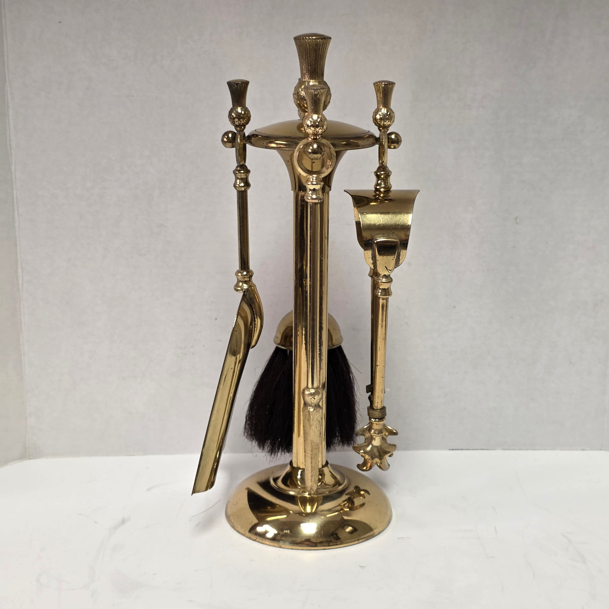 Petite Victorian fireplace companion set made in England with pineapple handles
