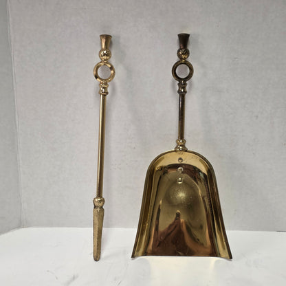 Petite Victorian fireplace companion set made in England with pineapple handles
