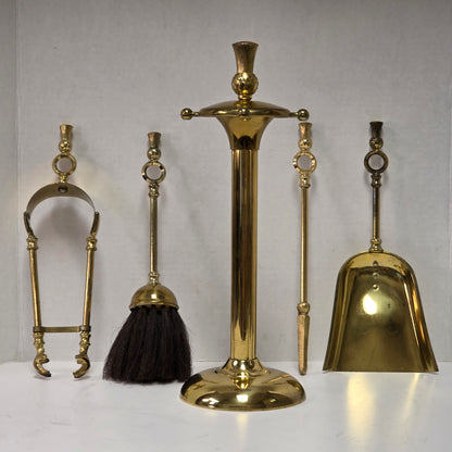 Petite Victorian fireplace companion set made in England with pineapple handles
