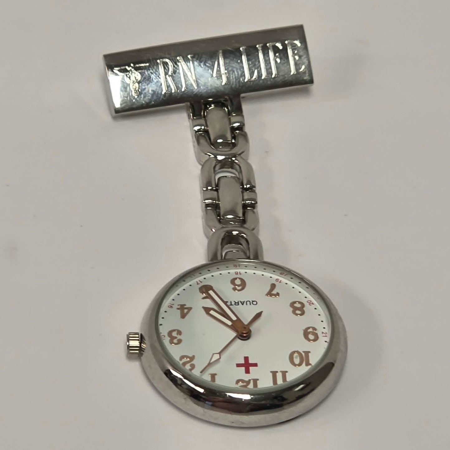 RN for Life pin-on nurse lapel watch in excellent condition.
