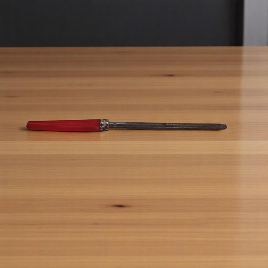Vintage Red Handled Ornate Butcher/Chef Knife Sharpener 