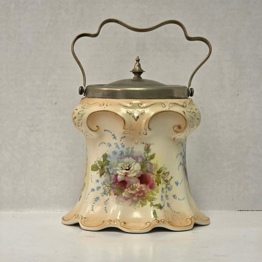 An elegant Victorian Royal Devon biscuit barrel in exceptional condition, ready to grace your kitchen or collection.