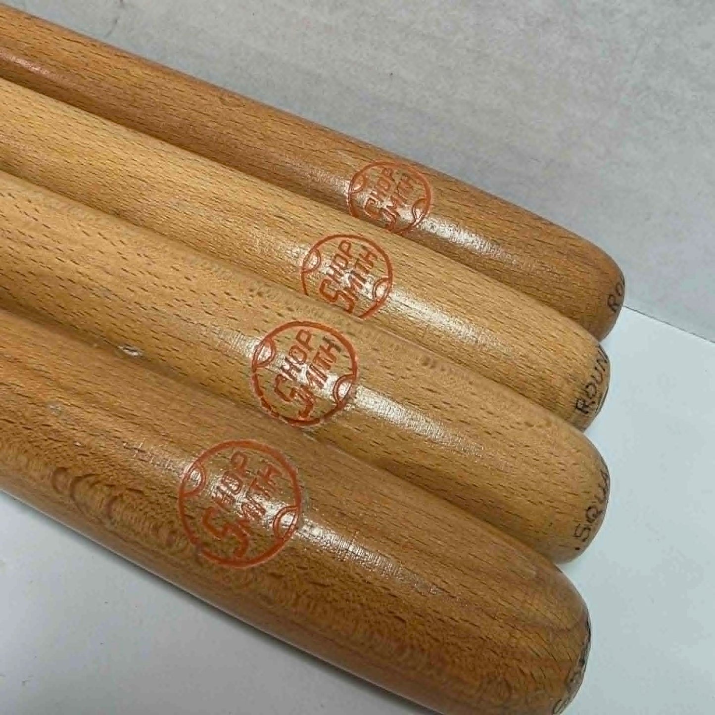 A rare vintage ShopSmith woodturning chisel set in excellent condition, featuring four specialty turning tools.