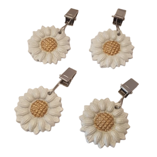 Tablecloth Clips & Weights White & Gold Daisies
