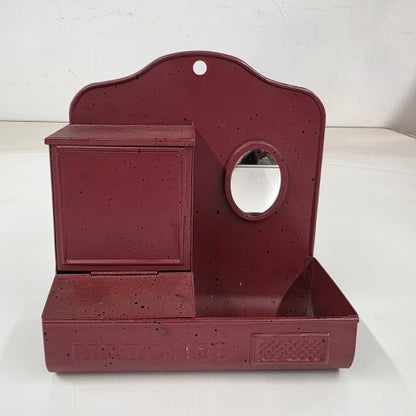 Vintage tin match safe with oval mirror