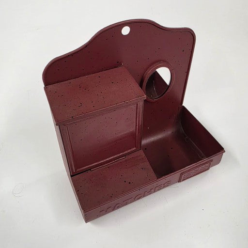 Vintage tin match safe with oval mirror