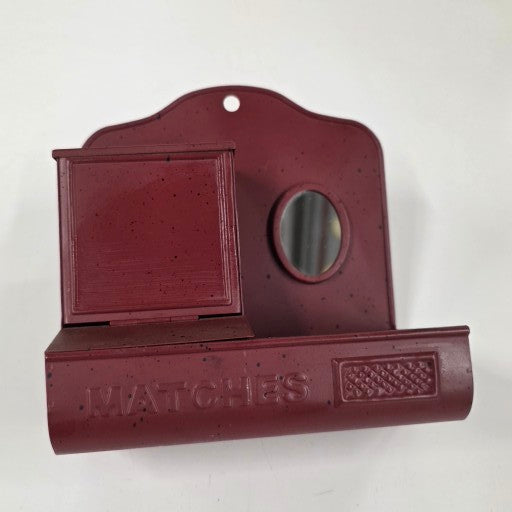 Vintage tin match safe with oval mirror