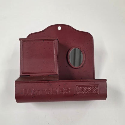 Vintage tin match safe with oval mirror