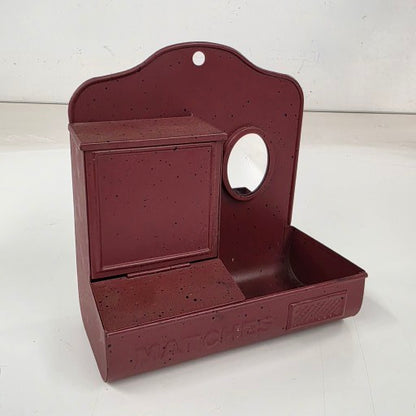 Vintage tin match safe with oval mirror