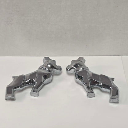 Pair of original vintage Mack truck chrome fender emblems in excellent used condition.
