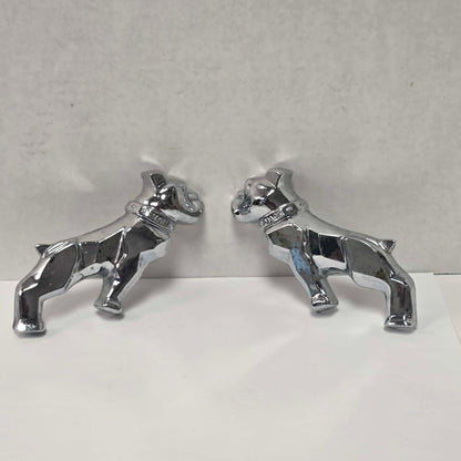 Pair of original vintage Mack truck chrome fender emblems in excellent used condition.
