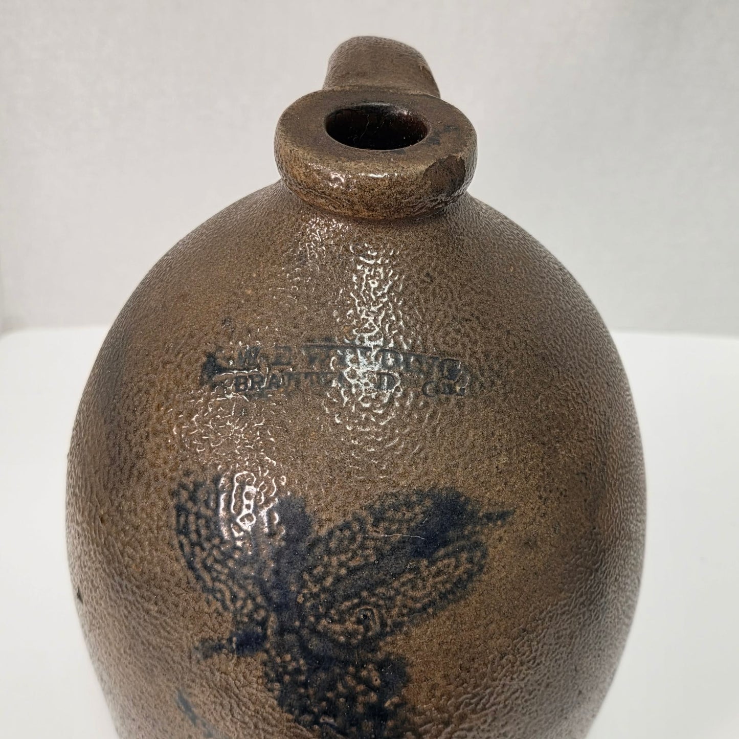 Antique W.E. Welding Brantford Ontario Salt Glaze Crock Jug 11”