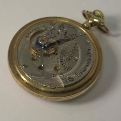 Hamilton Railroad Grade Pocket Watch Gold Filled Lever Set 17 Jewel Montgomery Dial