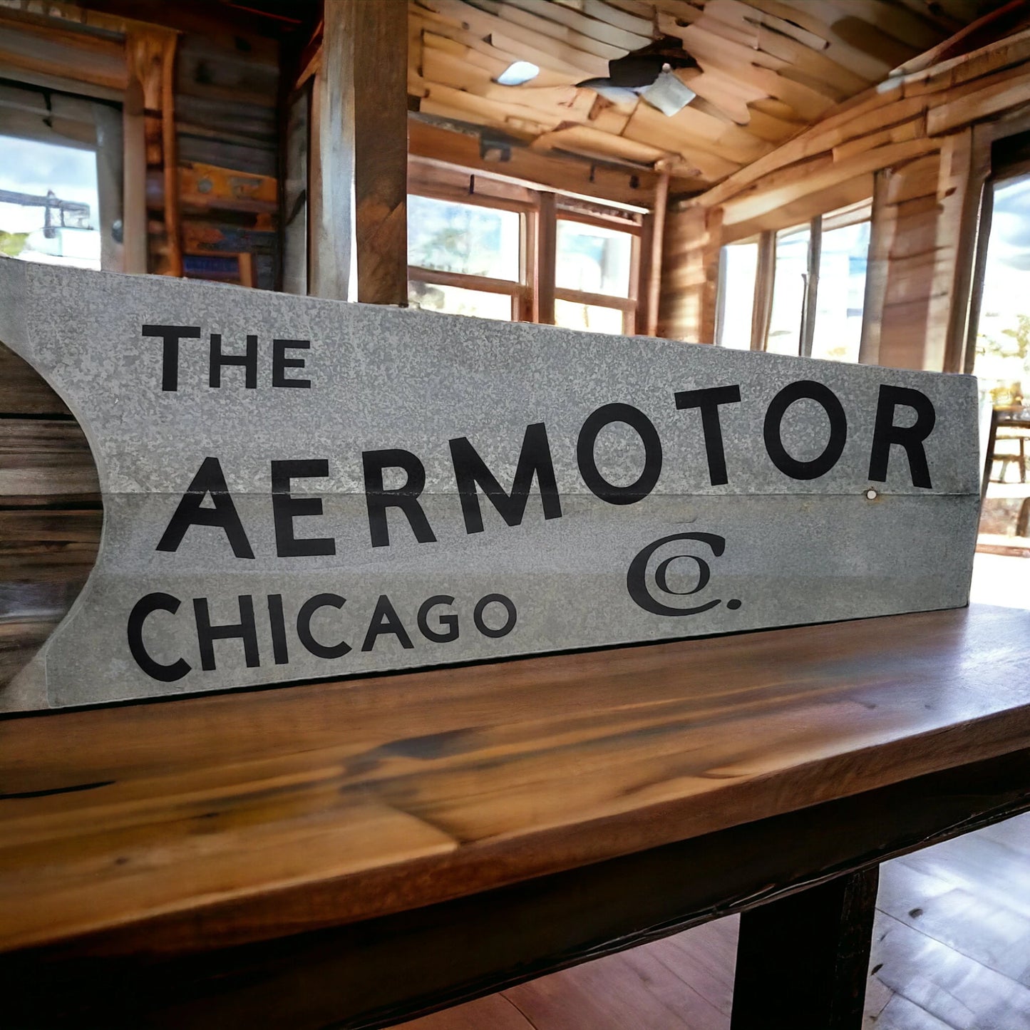 Aermotor Windmill Tail Fin Sign Tin Farm Decor