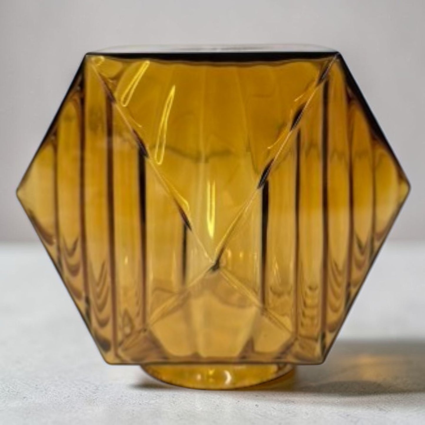 Rare vintage amber glass geodesic dome lampshade