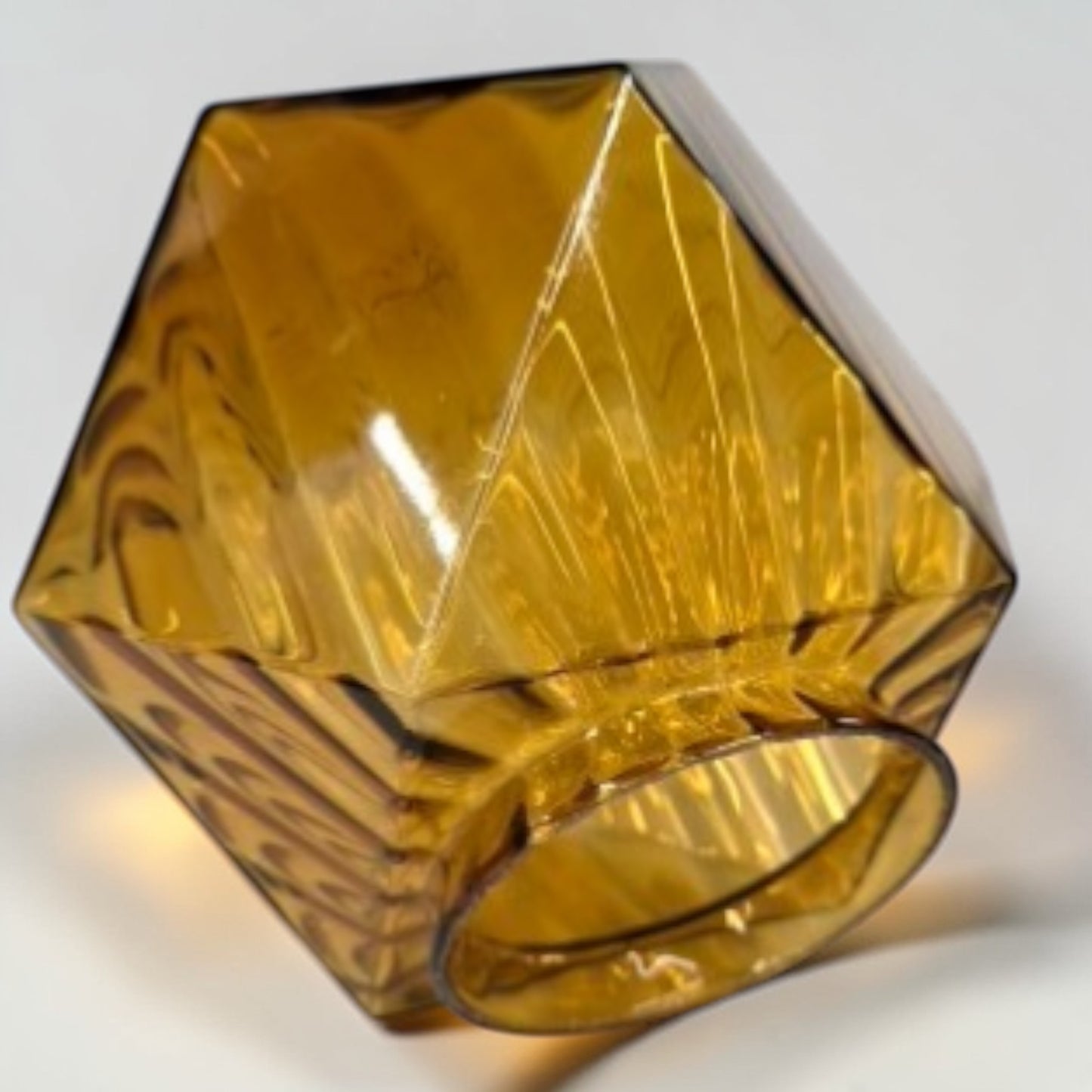 Rare vintage amber glass geodesic dome lampshade