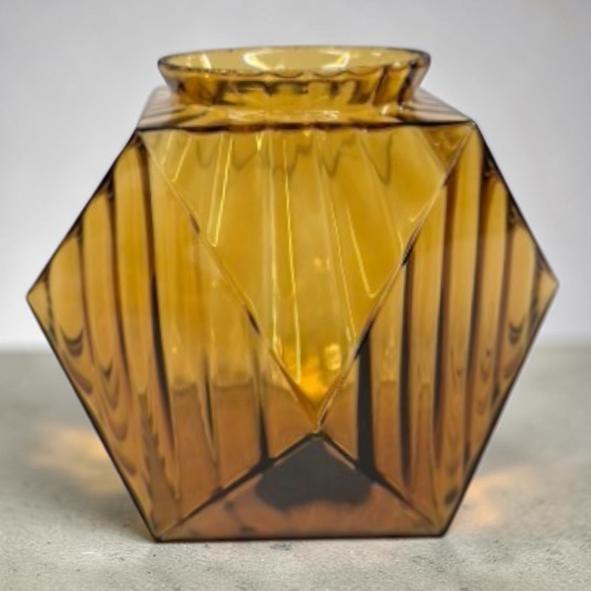 Vintage Amber Glass Geodesic Dome Lampshade Mid-Century Modern