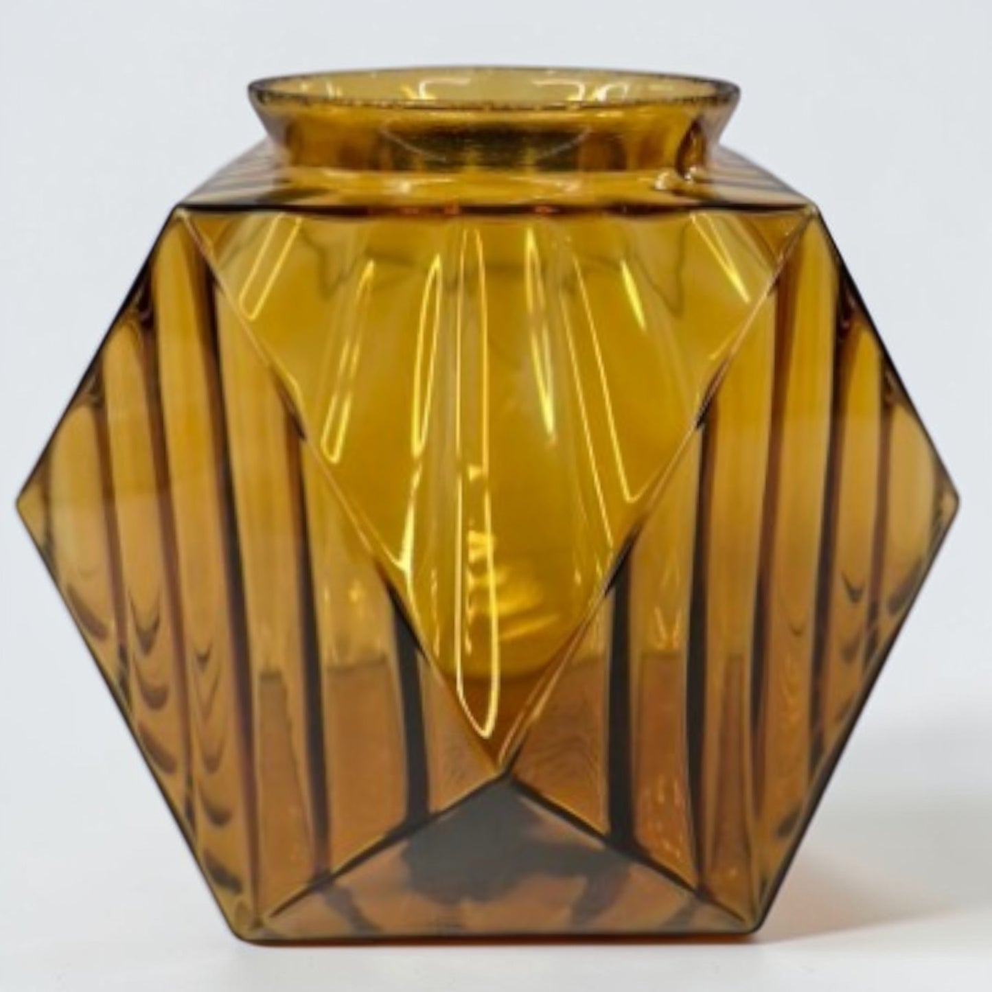 Rare vintage amber glass geodesic dome lampshade