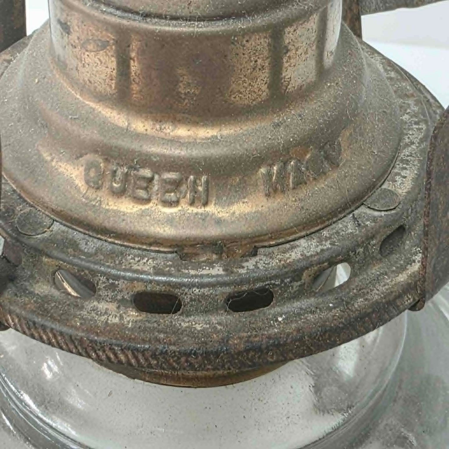 Beautiful matched pair of Queen Mary kerosene lamps with original Pycrest chimneys and pleated reflectors.