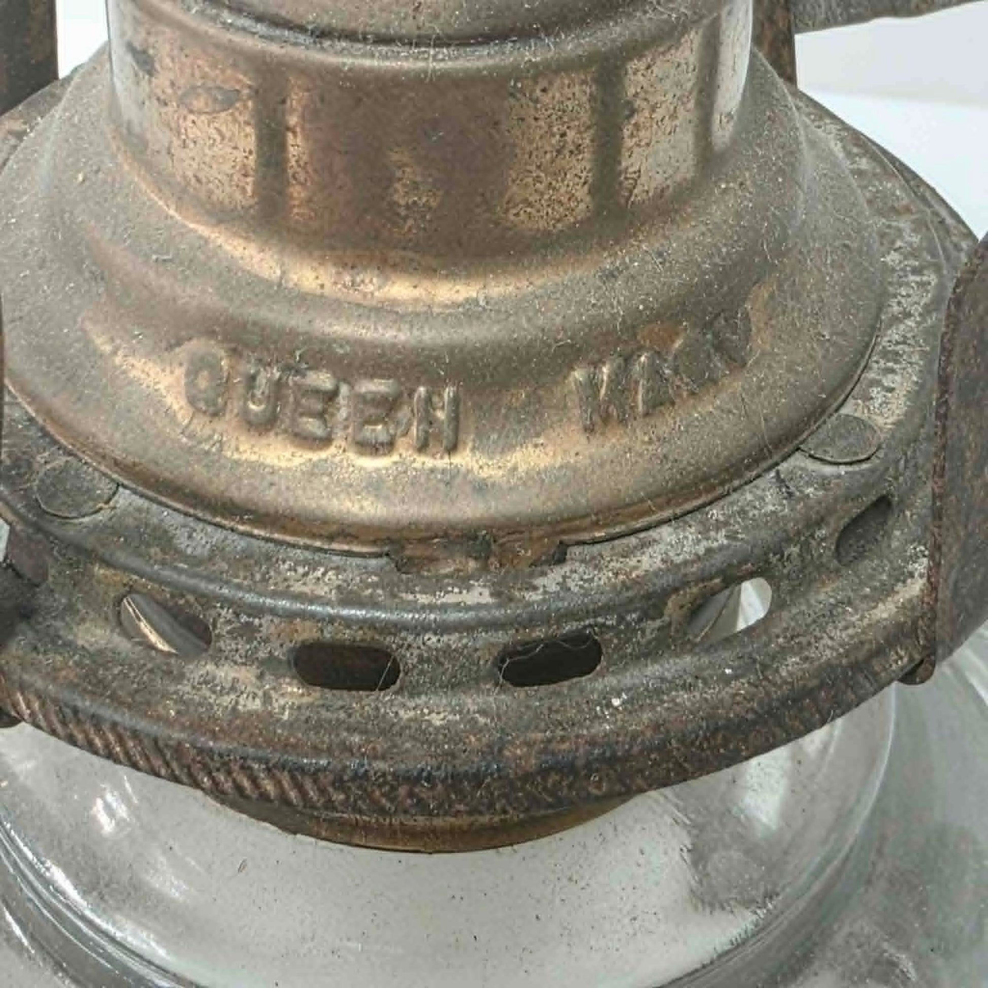 Beautiful matched pair of Queen Mary kerosene lamps with original Pycrest chimneys and pleated reflectors.