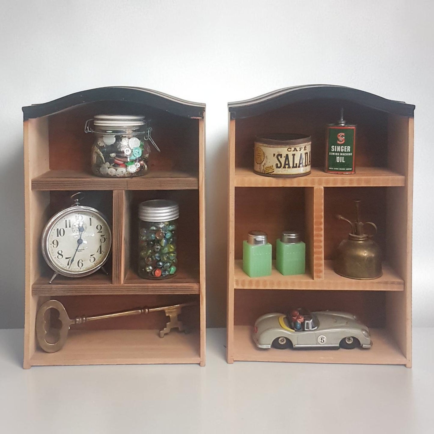 Wooden Display Shelves with Cubbies for Country Decor