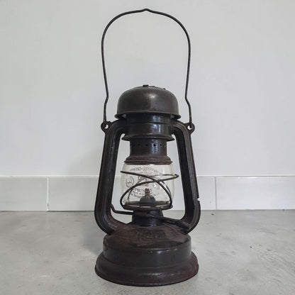 Antique German Feuerhand Super Baby 175 lantern with original Jena glass chimney.
