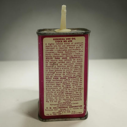 Vintage Whiz Hollingshead General Purpose antique oil can collectible.
