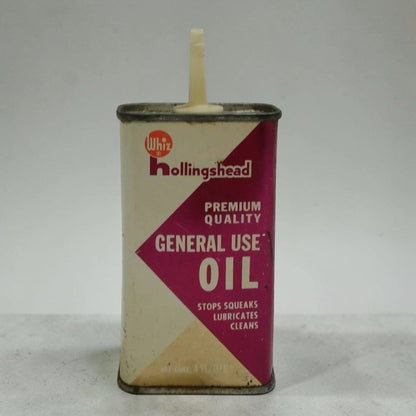 Vintage Whiz Hollingshead General Purpose antique oil can collectible.
