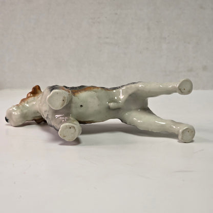 Antique hand-painted porcelain wire-haired terrier dog figurines
