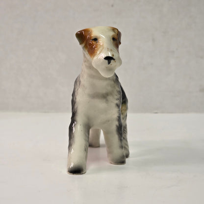Antique hand-painted porcelain wire-haired terrier dog figurines
