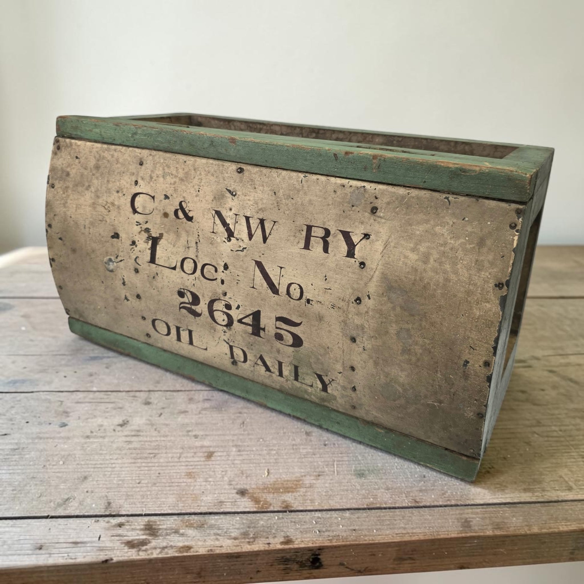 Antique Chicago & Northwestern Railway Domed Top Trunk 18” 