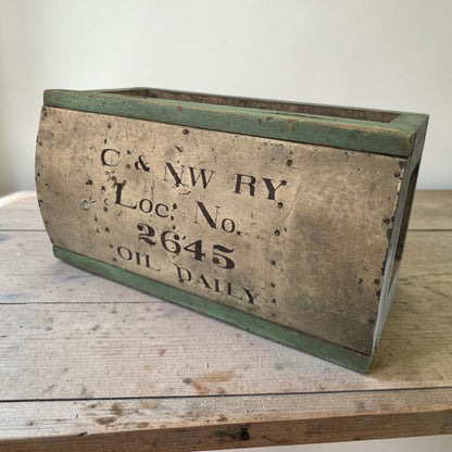 Antique Chicago & Northwestern Railway Domed Top Trunk 18” 