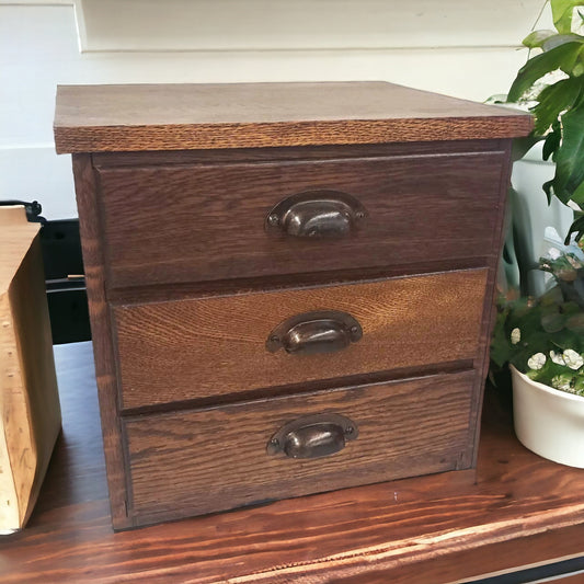 Apothecary Cabinet Antique wooden 3 drawer storage box - Wainfleet Trading Post