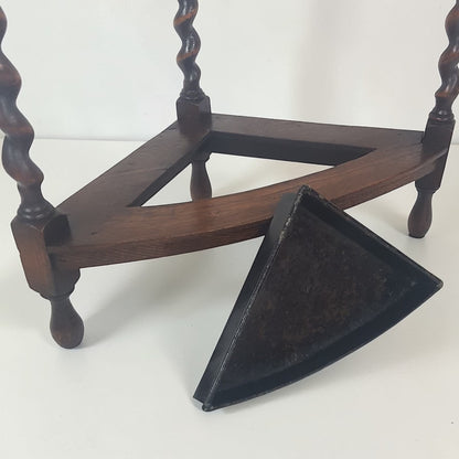Antique Mission Oak Umbrella Stand Arts & Crafts 1920s | Barley Twist Corner Stand Original Finish - Wainfleet Trading Post