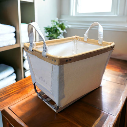 Laundry Basket With Handles Canvas & Leather