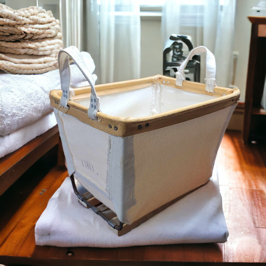 Laundry Basket With Handles Canvas & Leather