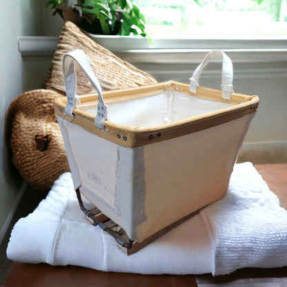 Laundry Basket With Handles Canvas & Leather