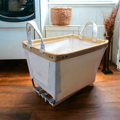Laundry Basket With Handles Canvas & Leather
