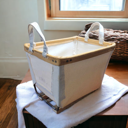 Laundry Basket With Handles Canvas & Leather