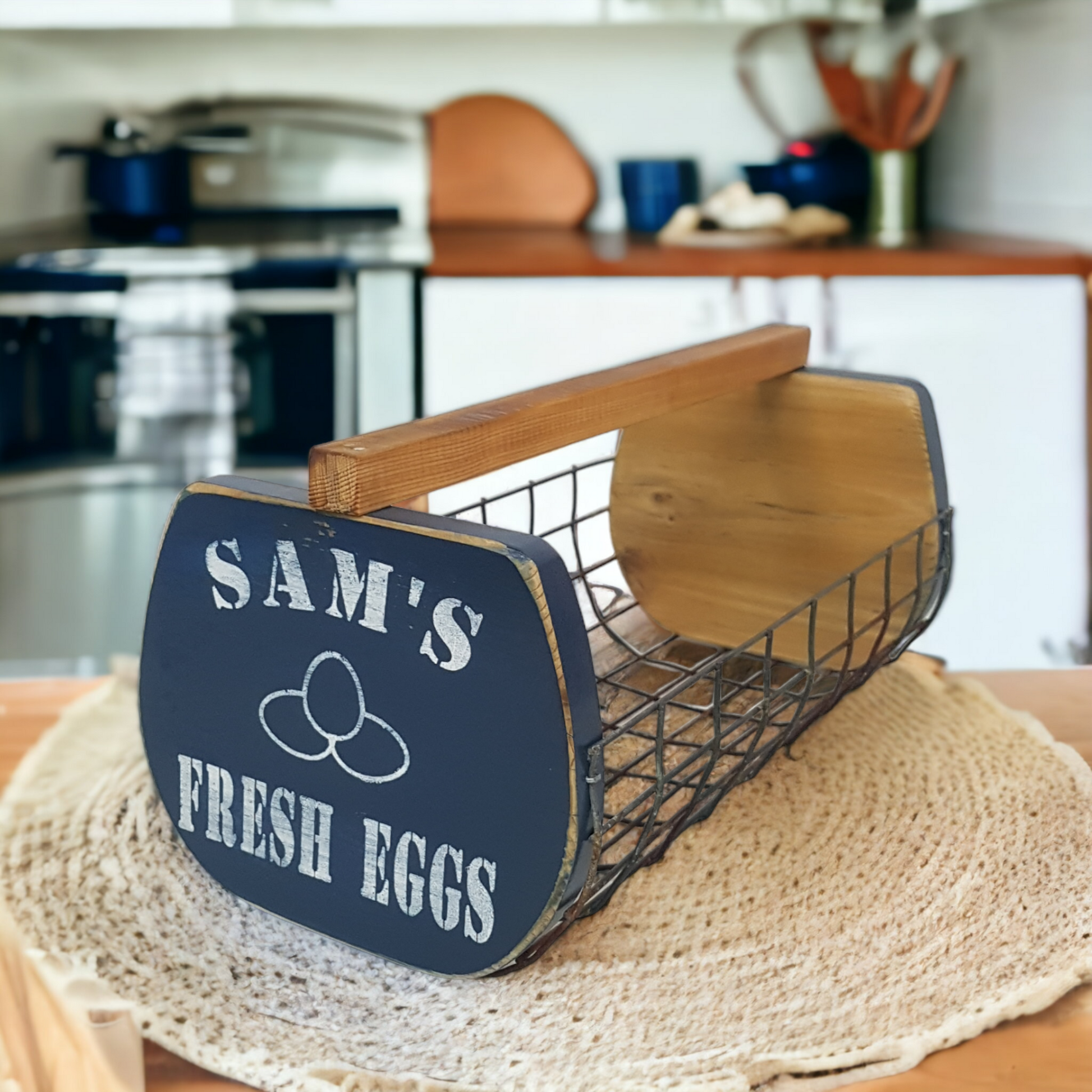 rustic handmade egg basket 