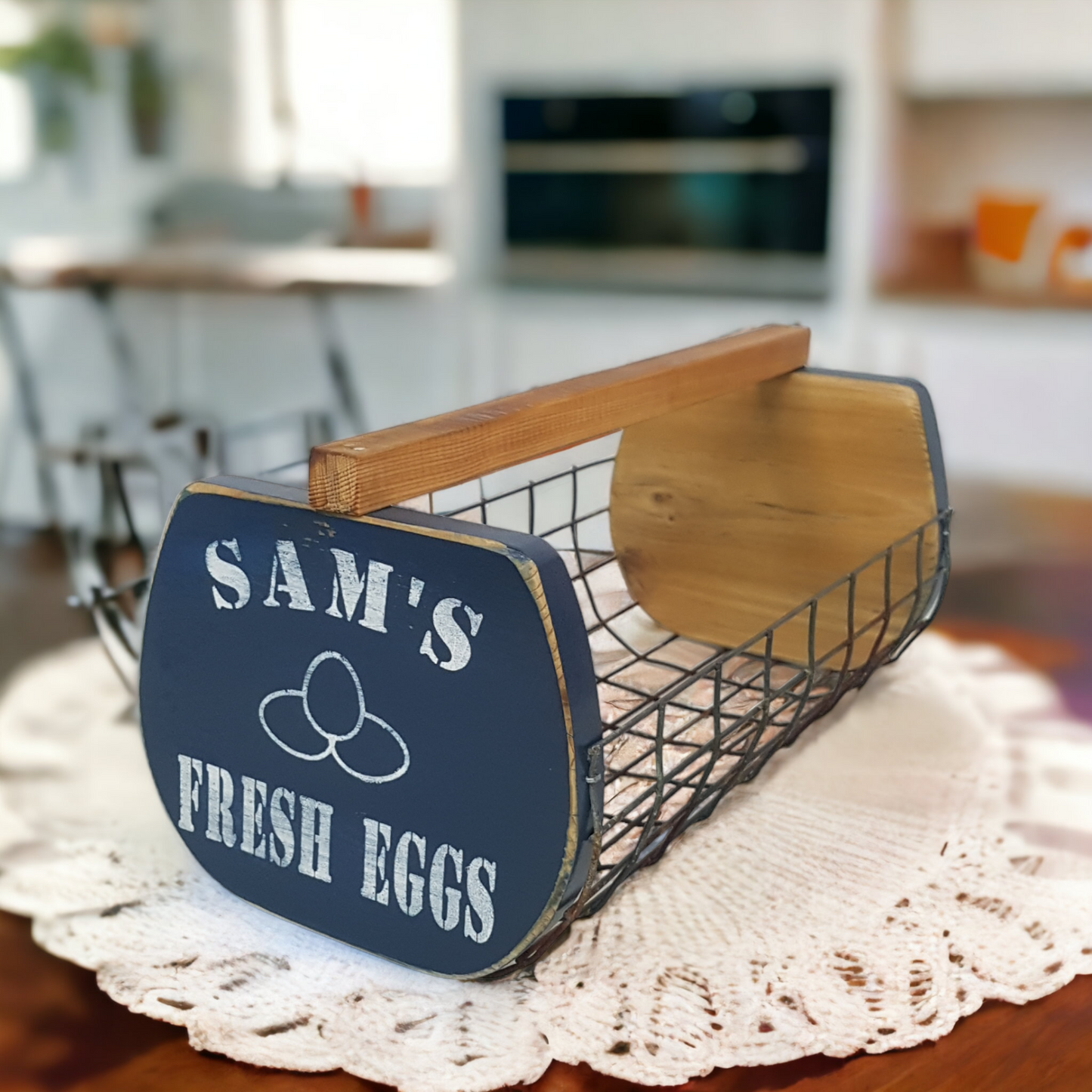 rustic handmade egg basket 