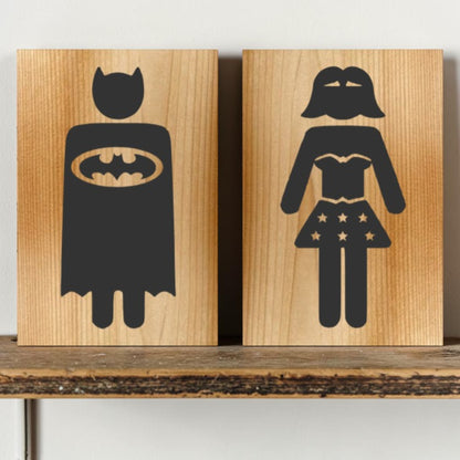 Superhero bathroom sign
Hero restroom sign
Heroine restroom sign
Hand-painted wood sign
Comic themed decor set